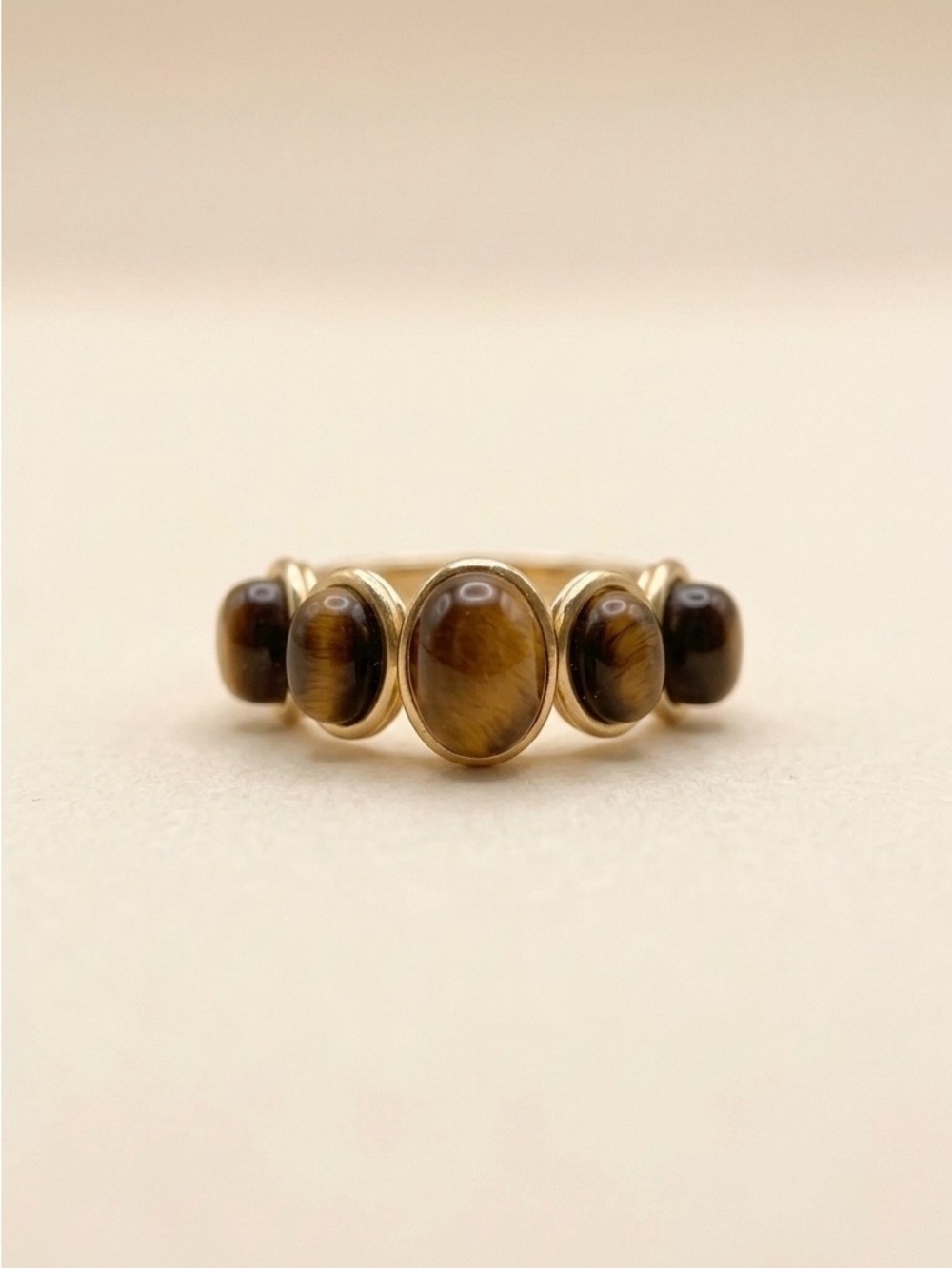 Gold Tiger's Eye Multi-Stone Ring - Brown